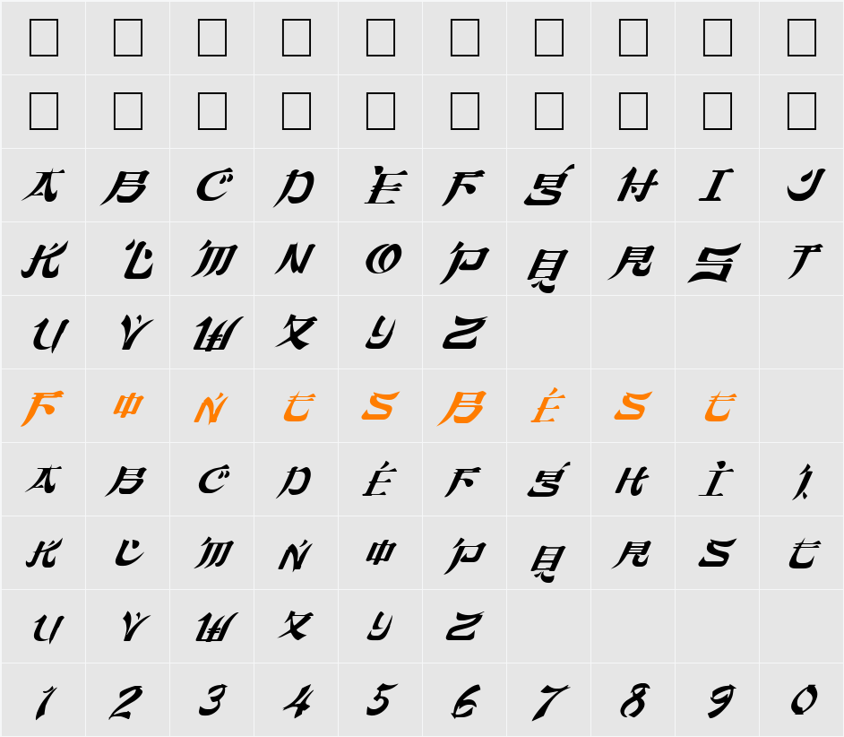 FZ UNIQUE 46 ITALIC Character Map