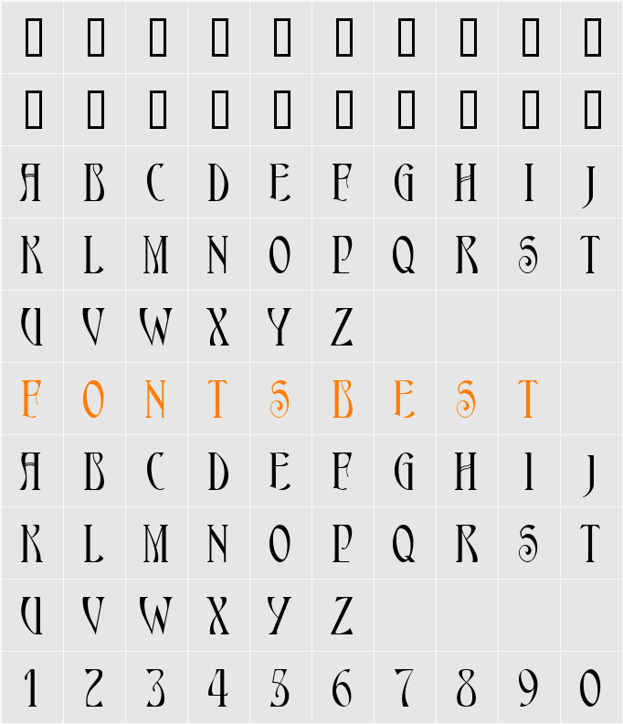 Ambrosia MF Character Map