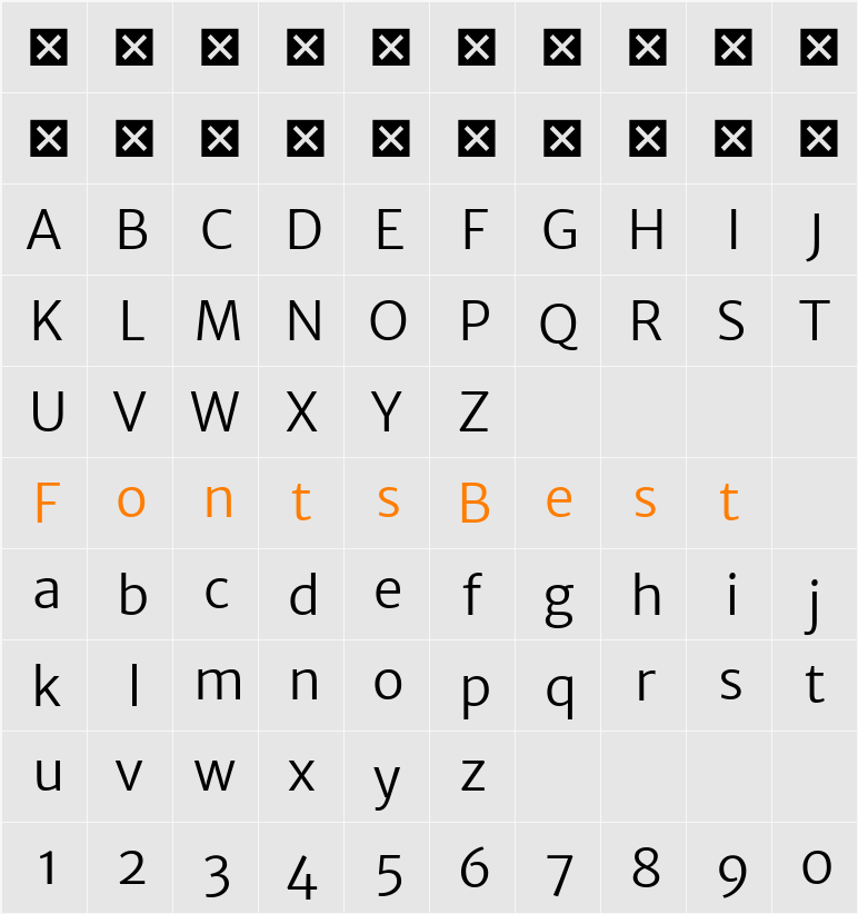 Merriweather Sans Character Map