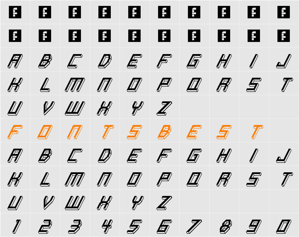 Italic Bricks Character Map