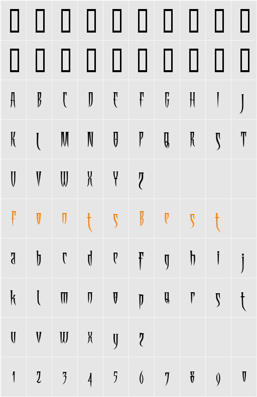 Ab Fangs Character Map