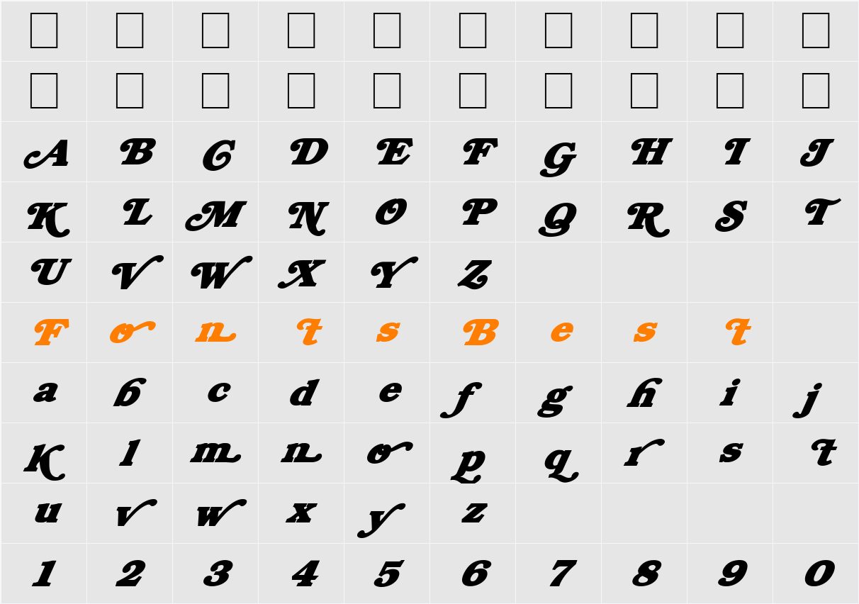 FZ JAZZY 47 ITALIC Character Map