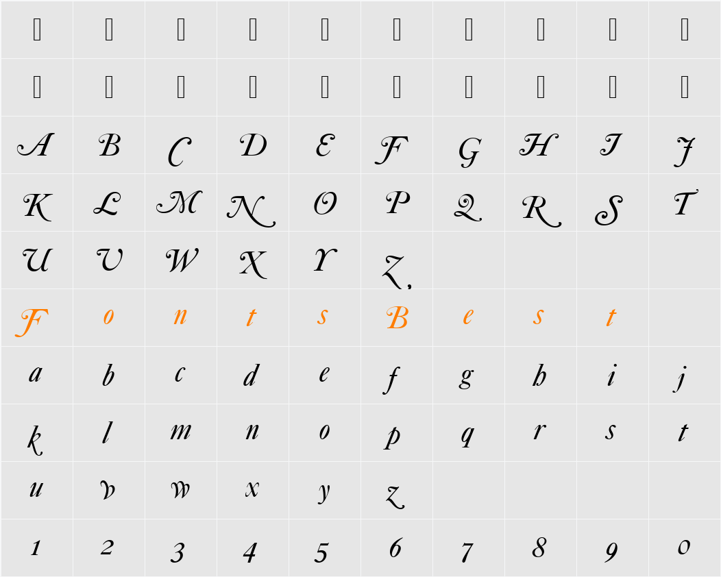 CaslonNo540SwaD Character Map