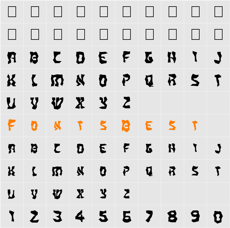 FZ WACKY 20 EX Character Map