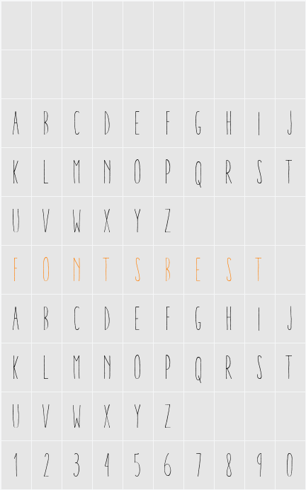 Aracne Ultra Condensed Light Character Map