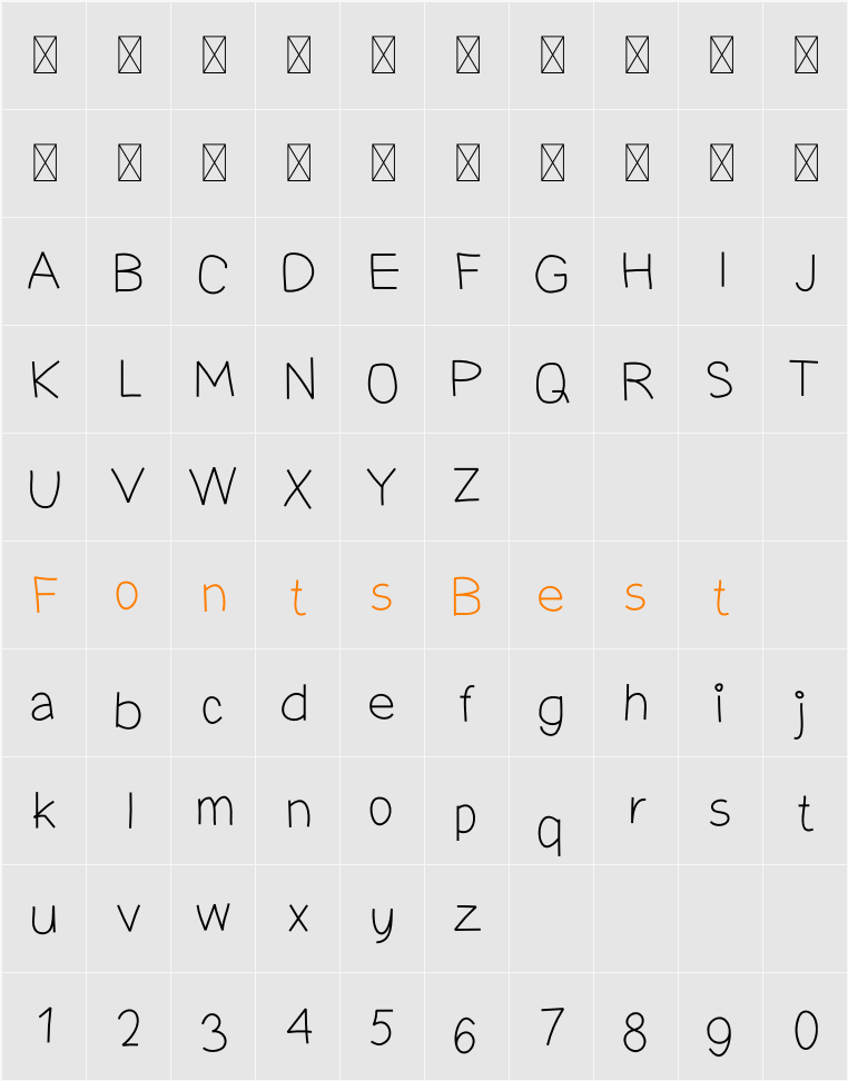 DFMPenScriptFont Character Map