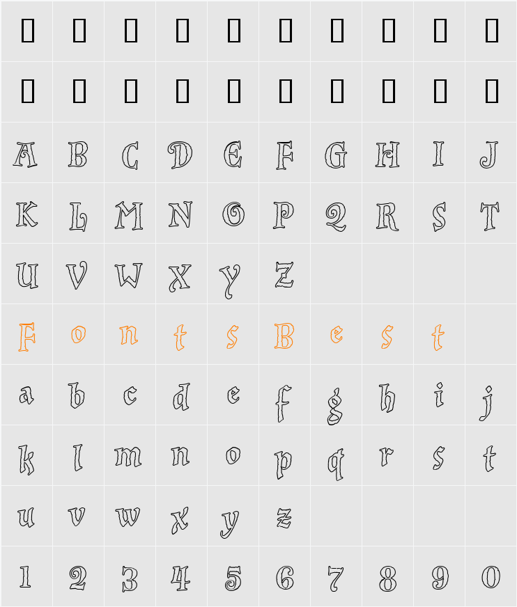 InkPotOutline Character Map