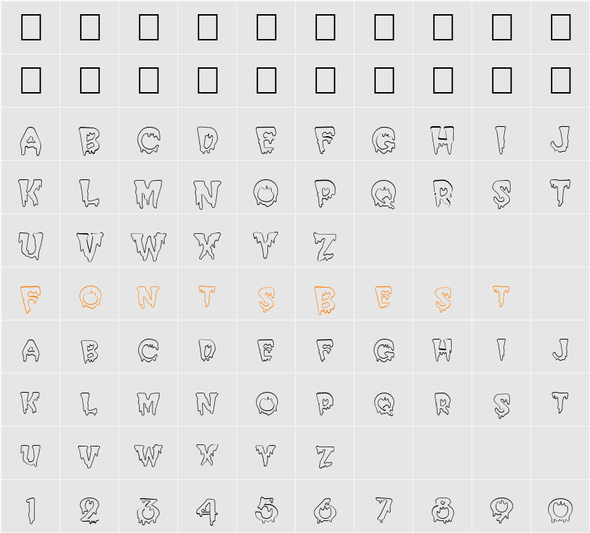 FZ UNIQUE 10 HOLLOW Character Map