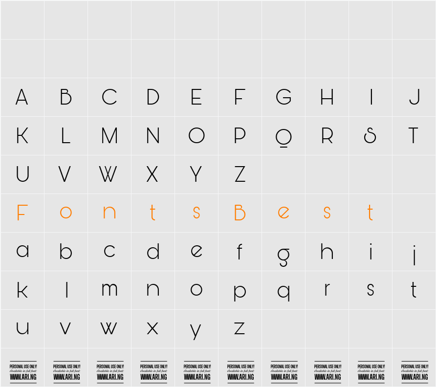 Bunya PERSONAL Character Map