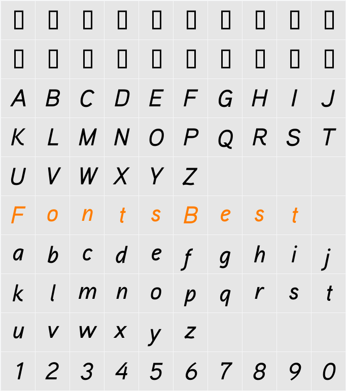 Aaux ProMedium Italic Character Map