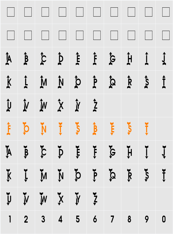 AC4-Arrows2 Character Map