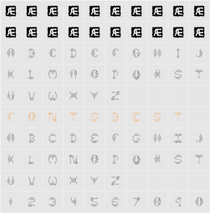 CLAW 2 BRK Character Map