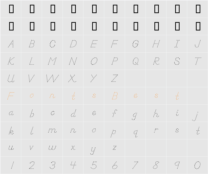 AbcDNManusDotted Character Map