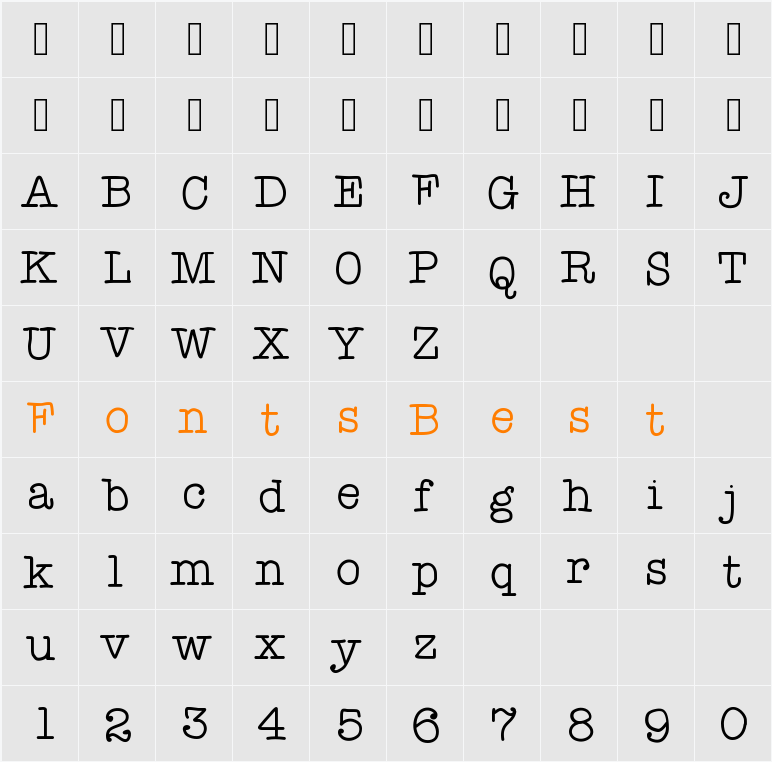 ATypewriterForMe Character Map