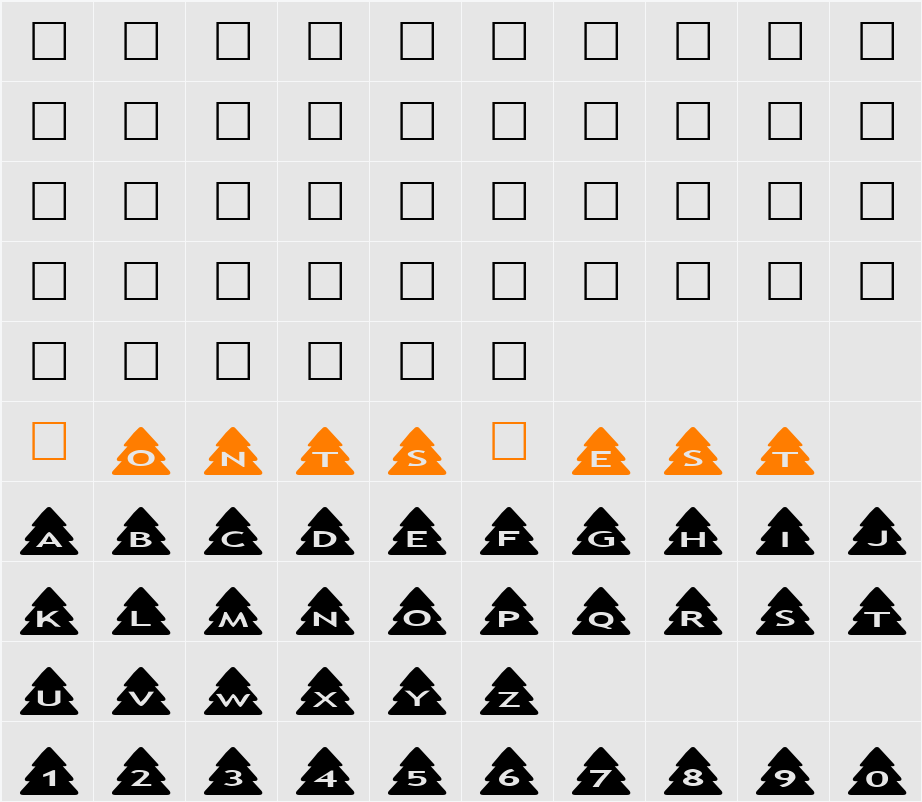 AlphaShapes xmas trees Character Map