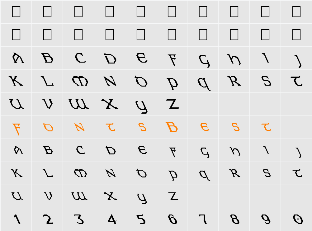 FZ JAZZY 31 LEFTY Character Map