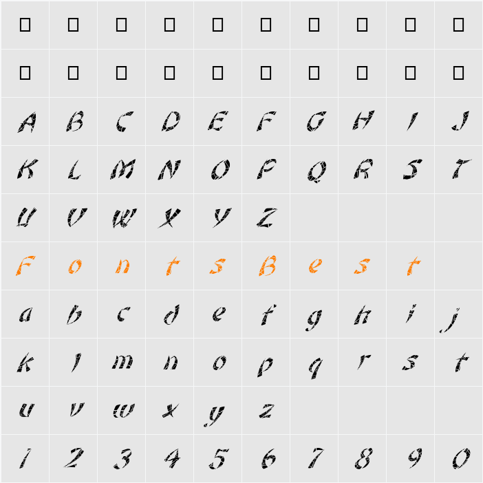 FZ UNIQUE 22 CRACKED ITALIC Character Map