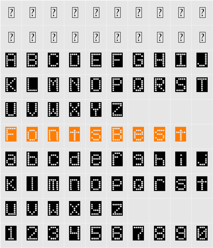 DJB Up on the Scoreboard Character Map