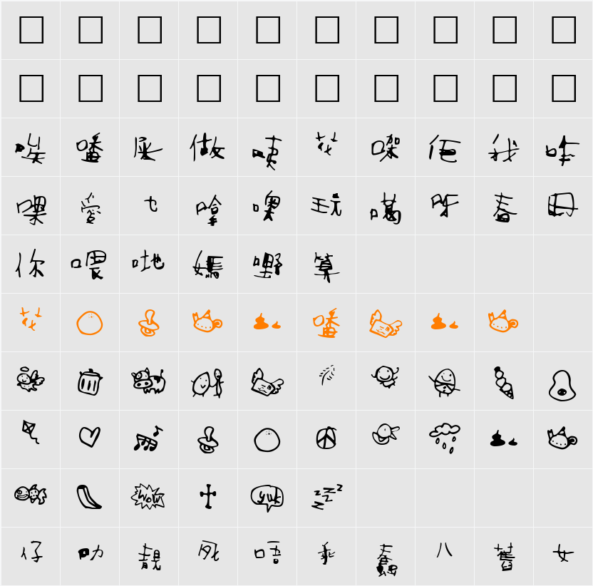 A-MCMUG1 Character Map