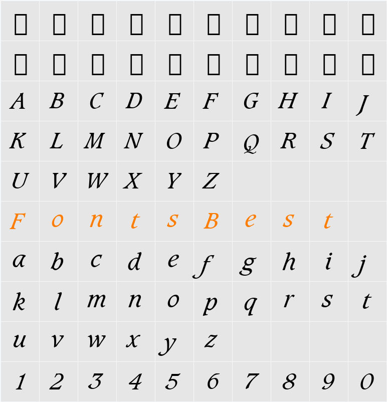 Caxton Bk BT Character Map