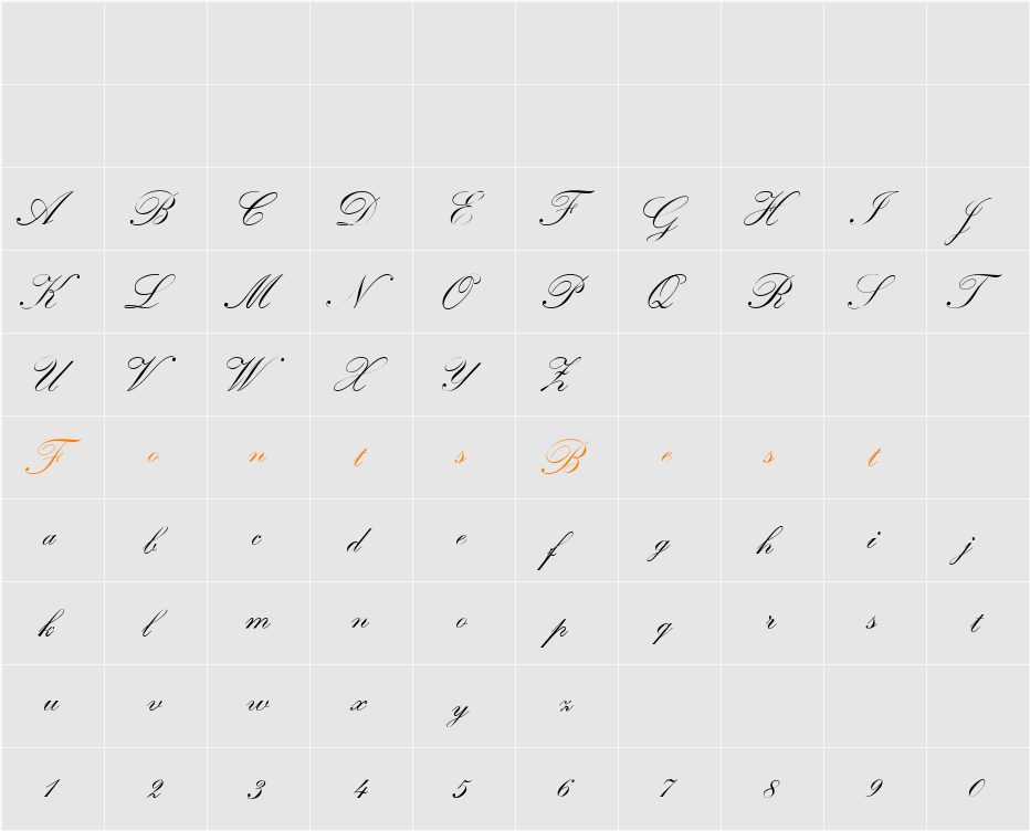 ArtistsScript Character Map