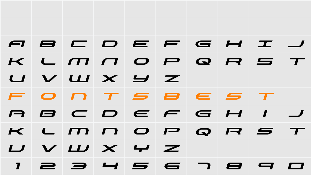 Antietam Italic Character Map