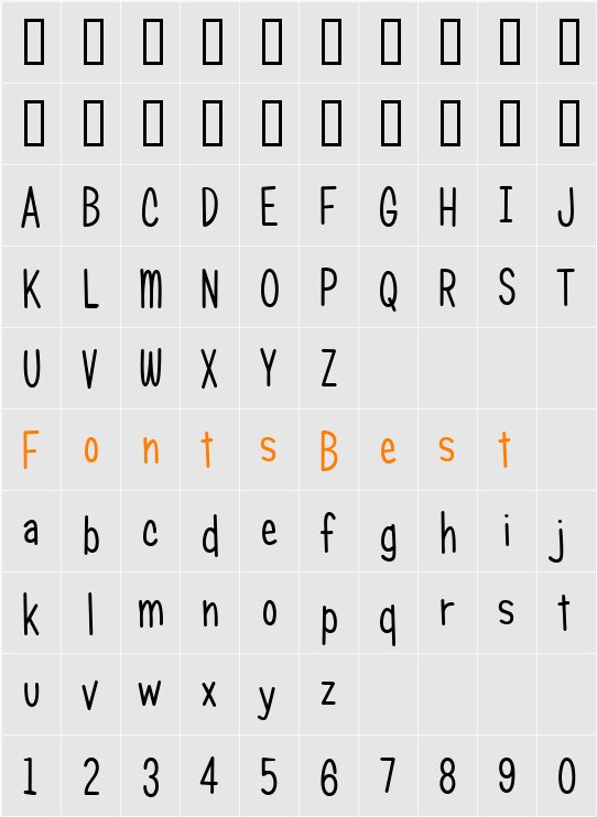 Candy Round BTN Cond Character Map