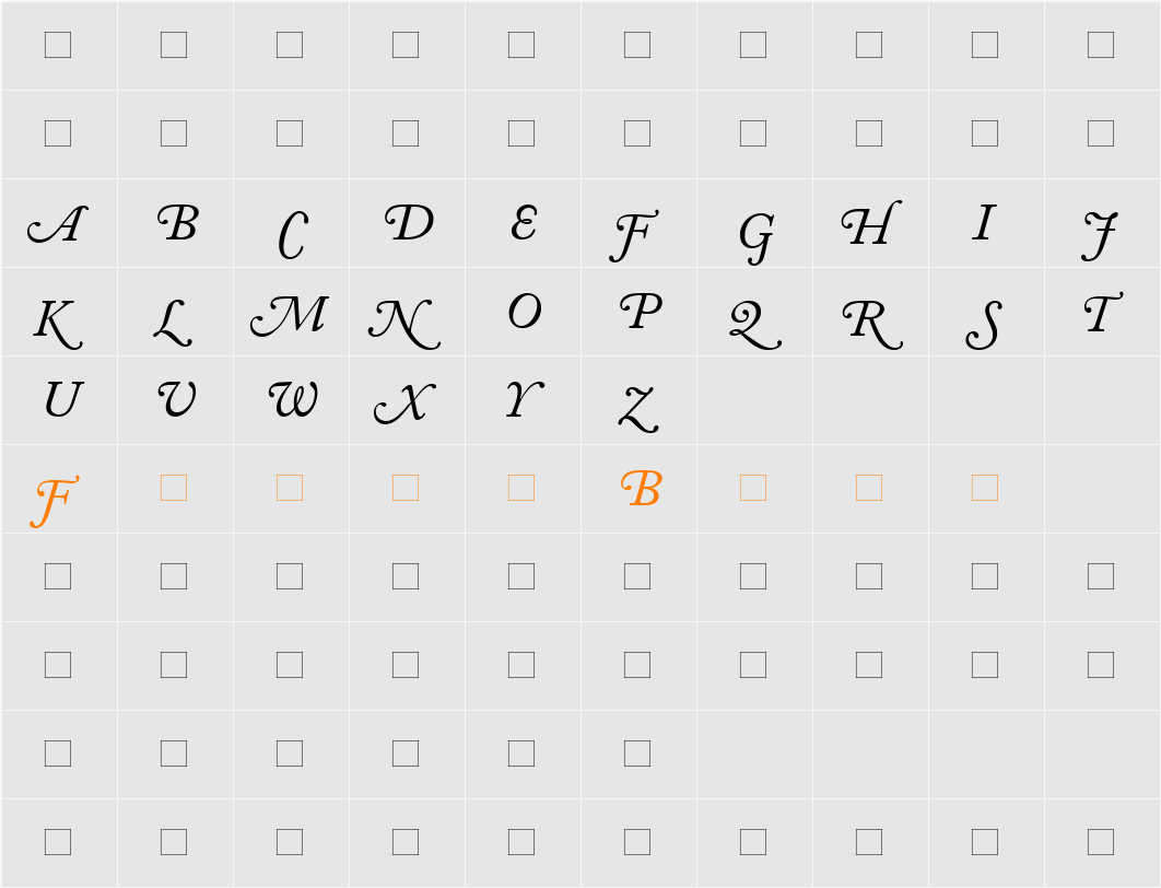 AdobeCaslonSwash Character Map