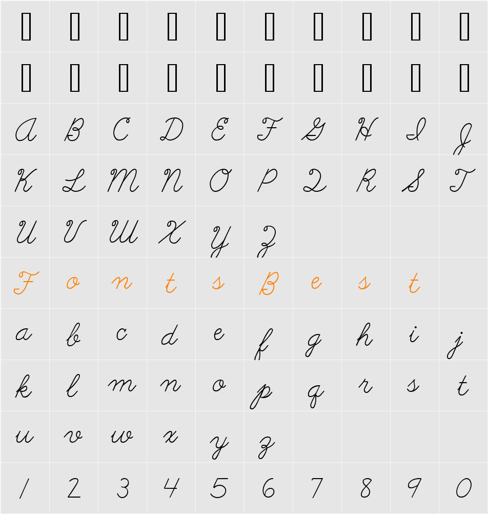 Abc Cursive Character Map