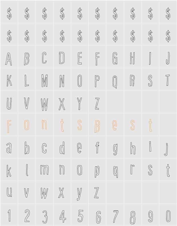 Cartoon East Outline Character Map