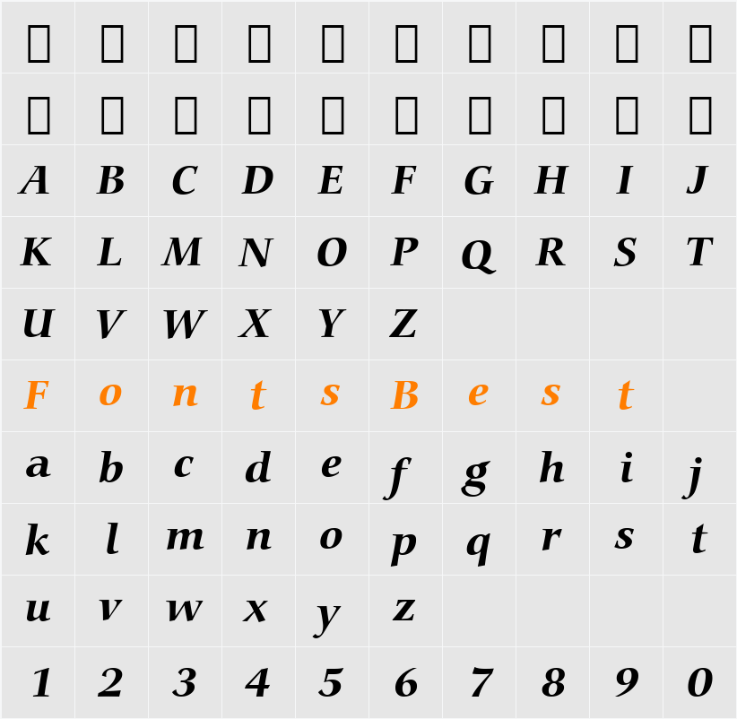 Carmina Md BT Character Map