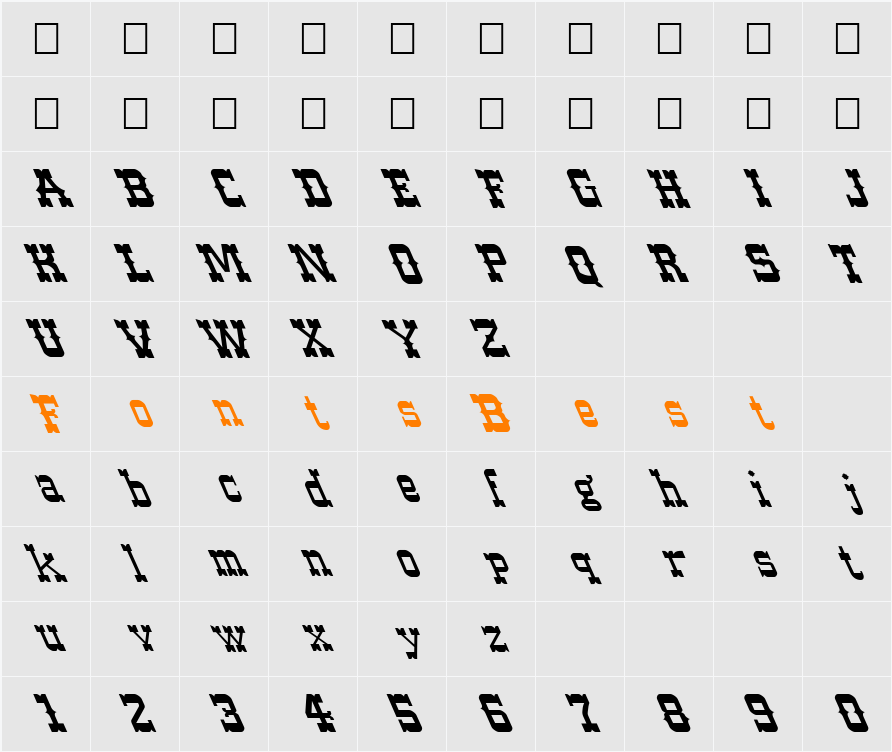 FZ JAZZY 61 LEFTY Character Map