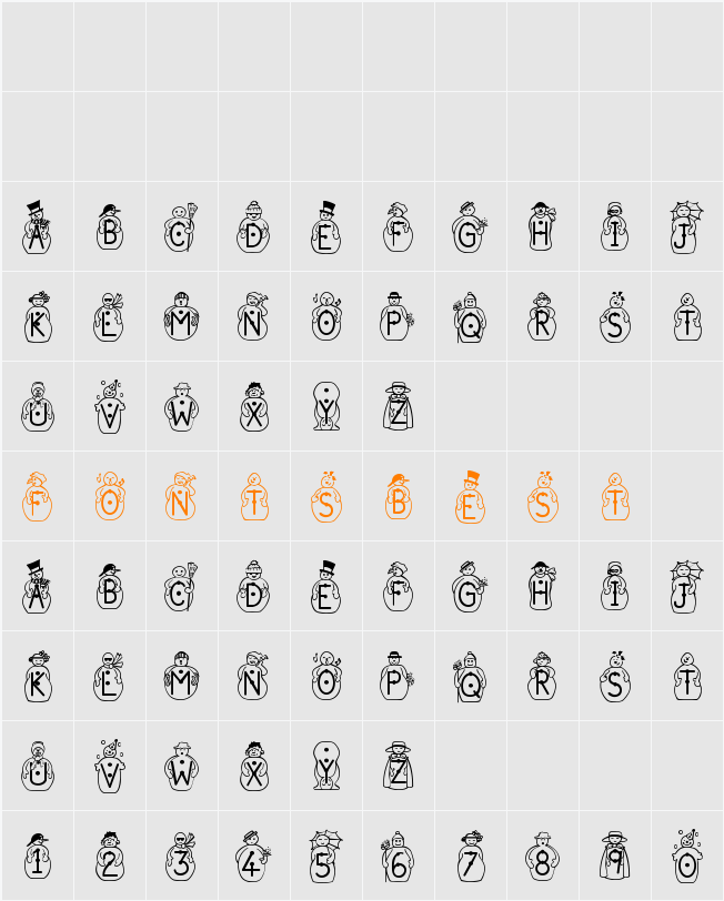 JFSnowbiz Character Map