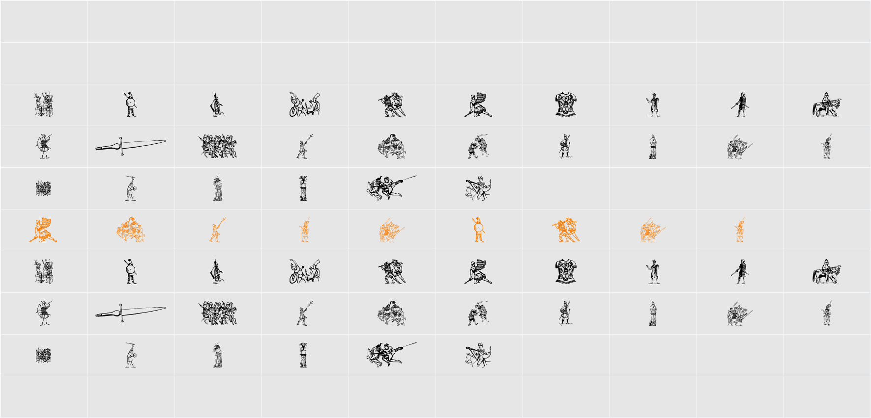 Ancient warriors and weapons tfb Character Map