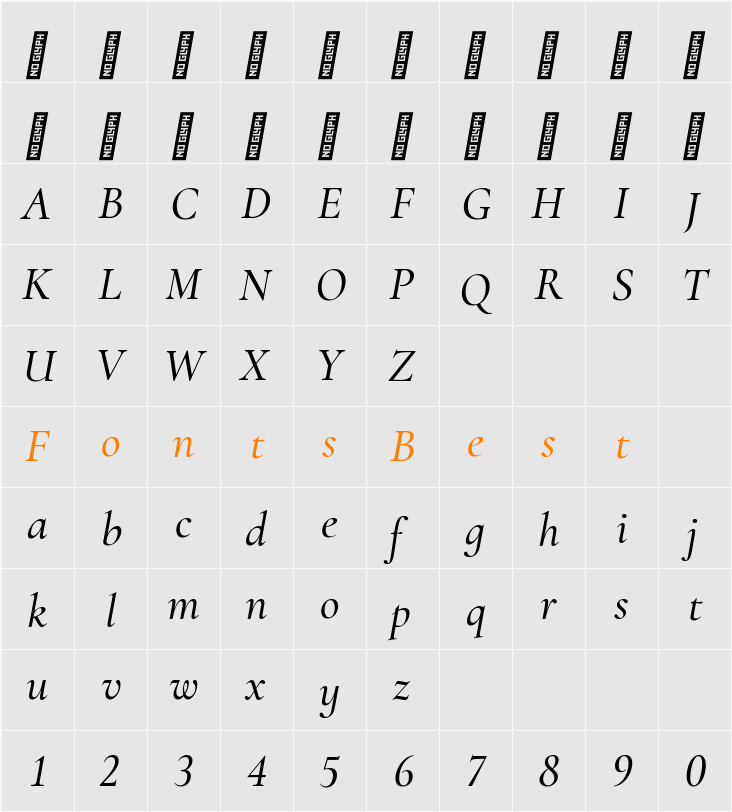 Cormorant Infant Medium Character Map