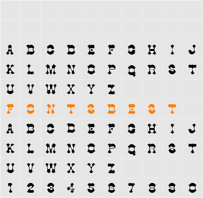 Burninhood-Thin Character Map