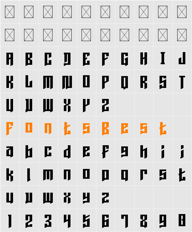 Dark Nail Bold Character Map