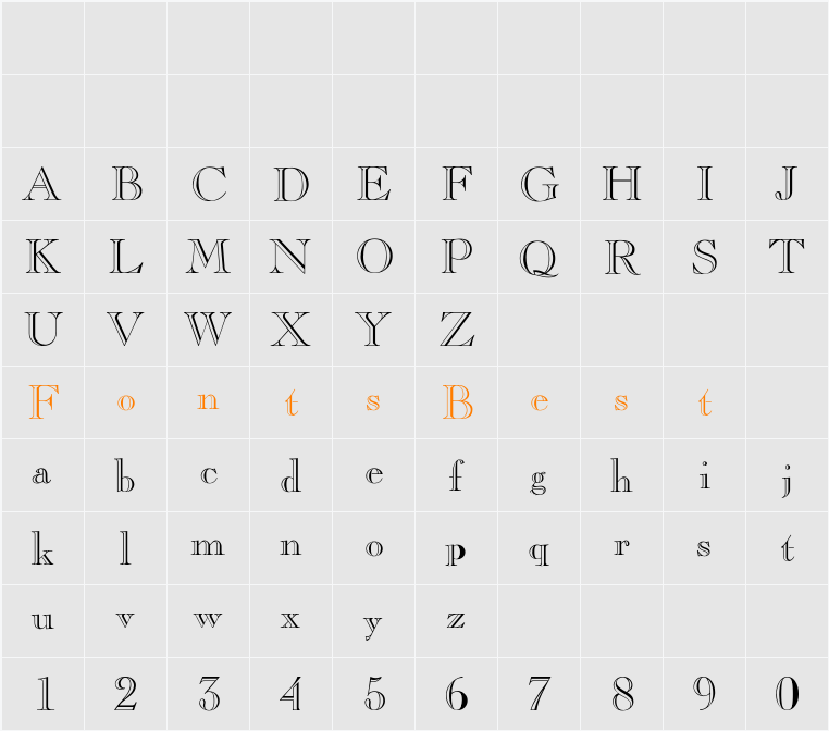 CASLONOPENFACE-Thin Character Map