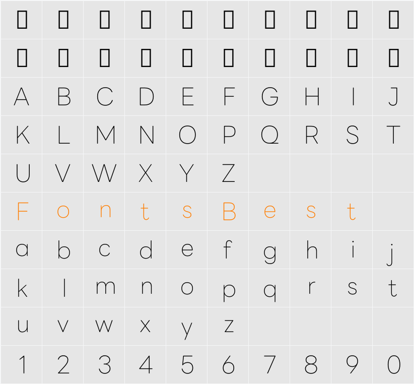 LINE Seed Sans KR Thin Character Map