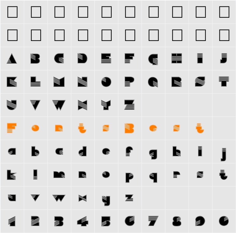 FZ UNIQUE 11 CONTOUR Character Map