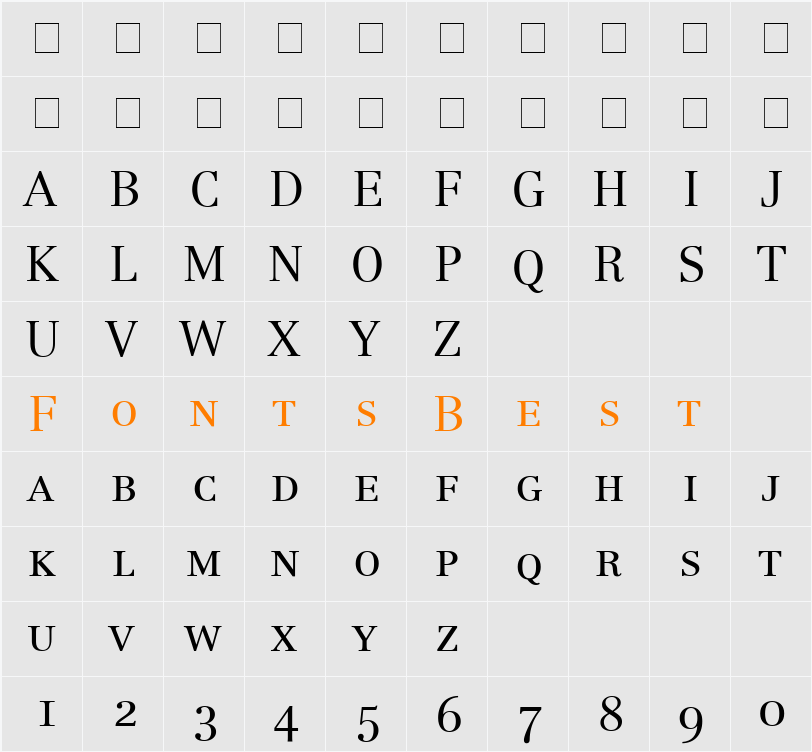 Century Reprise LightOldStyle SSi Character Map