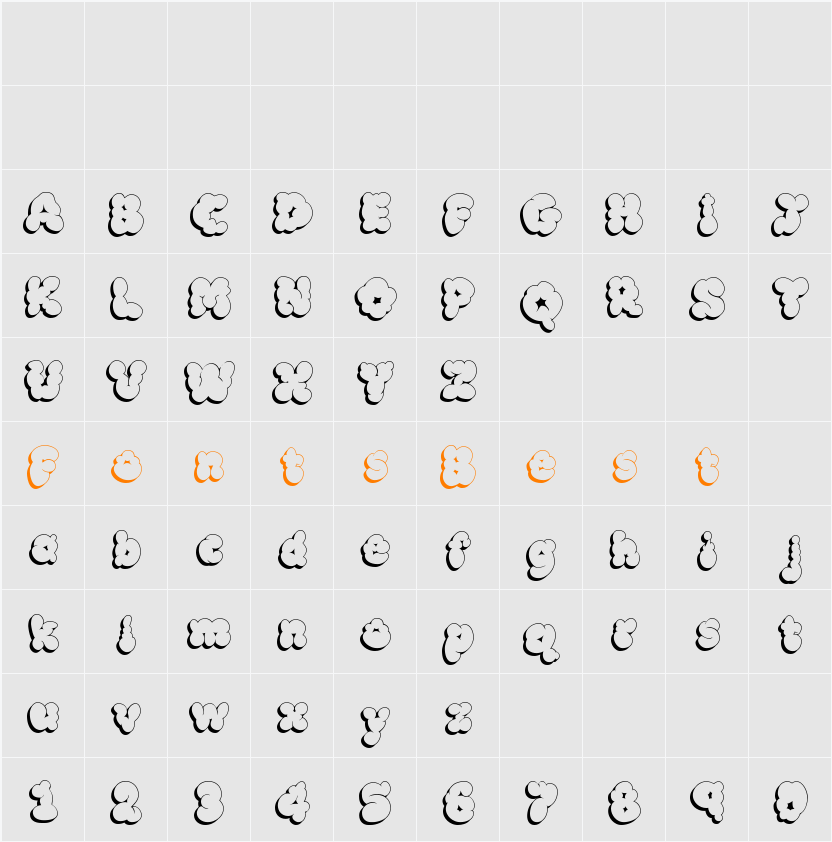 McKloud Shadow Character Map