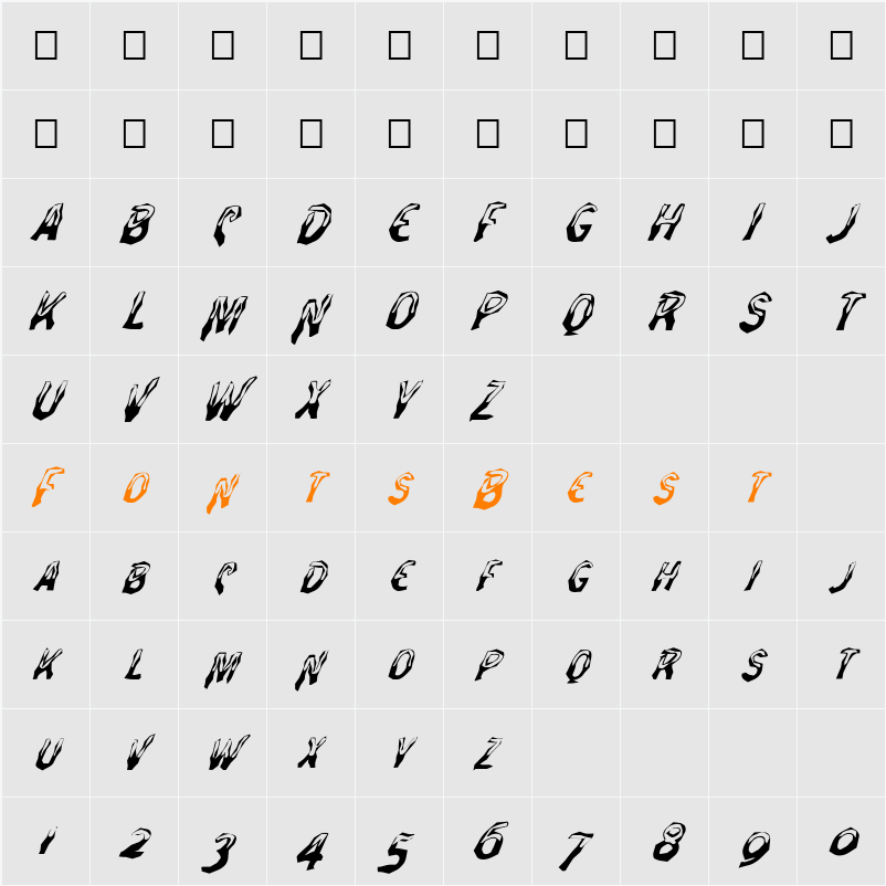 FZ WACKY 27 ITALIC Character Map