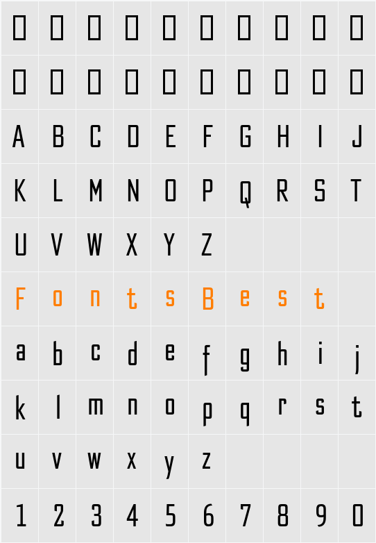 Bank Sans EF CY Compressed Character Map