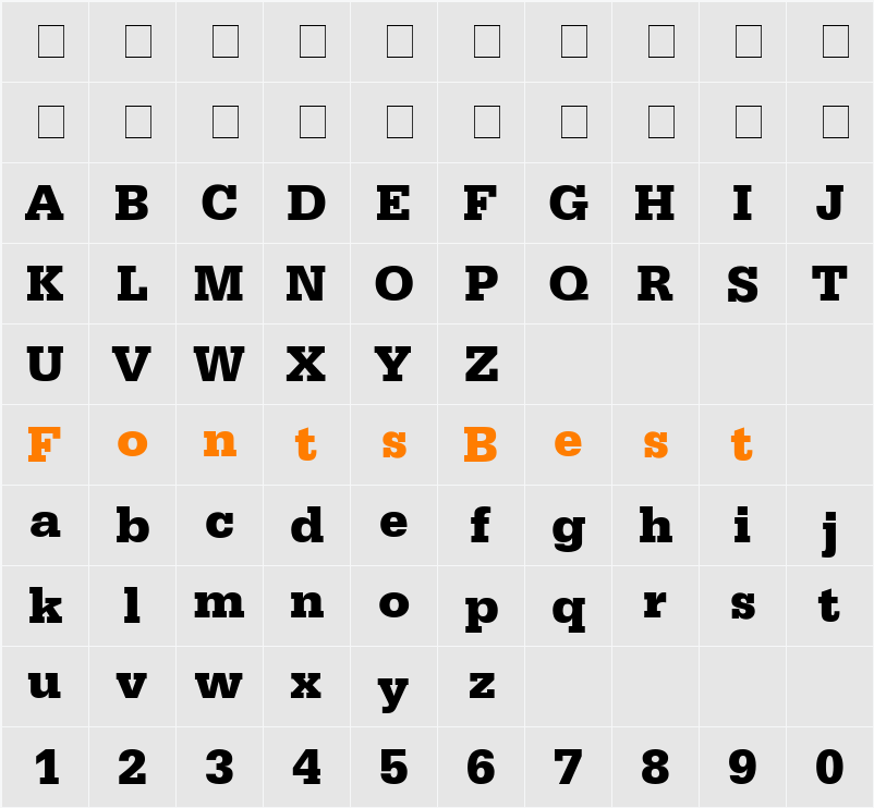 Metron Black SSi Character Map