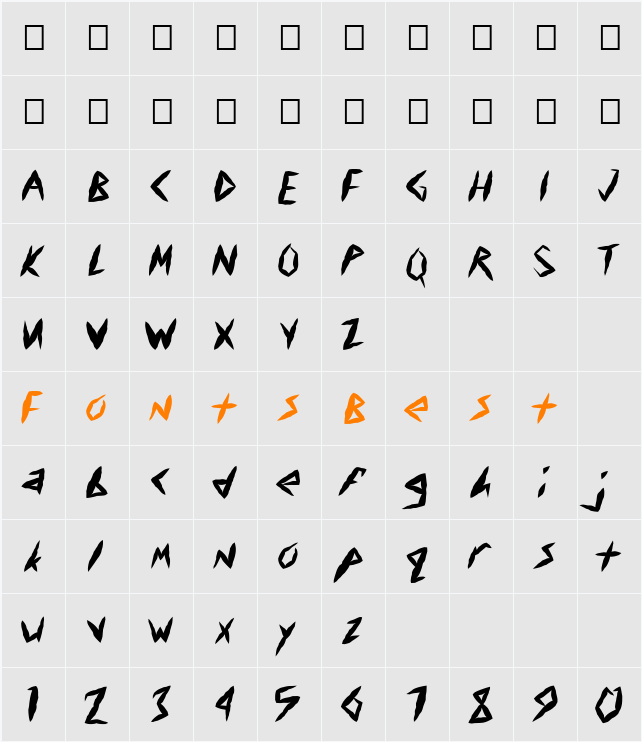 FZ UNIQUE 17 MANGLED Character Map