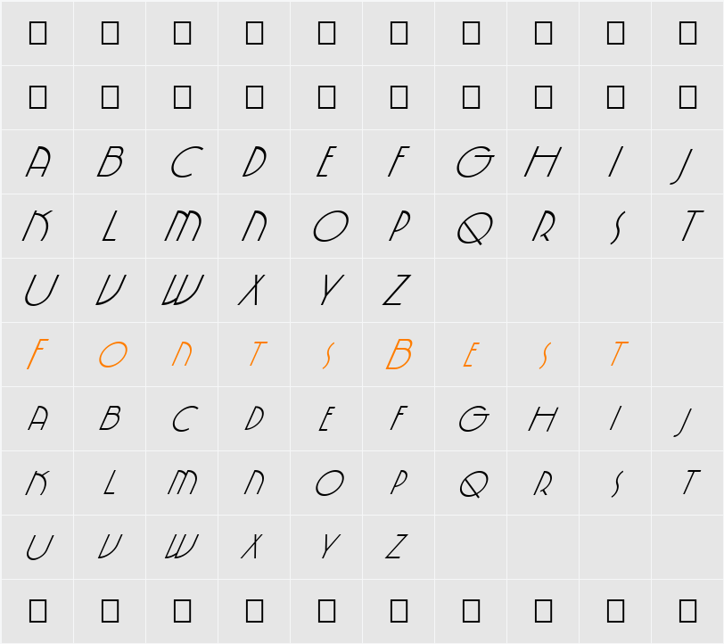 FZ JAZZY 5 ITALIC Character Map