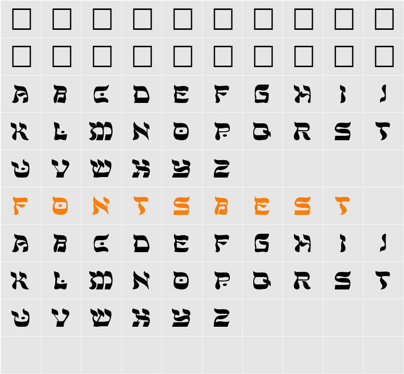 Israeli Character Map