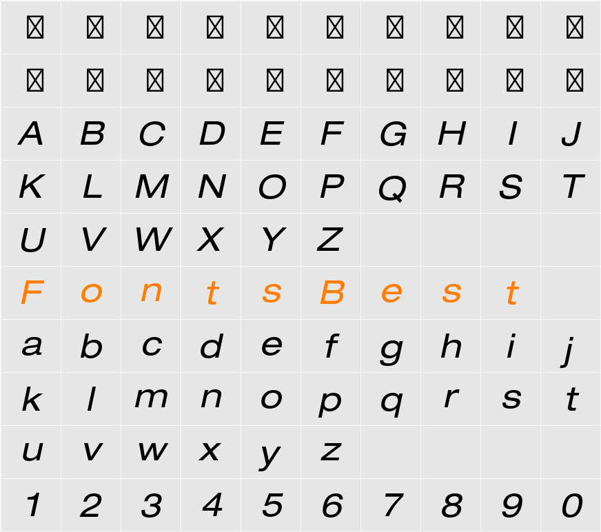 HelveticaNeueLT Std Ext Character Map