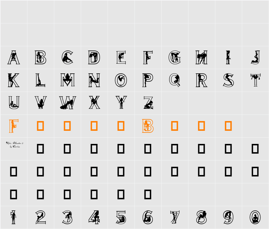 Alpha-Silouettes 2 Character Map